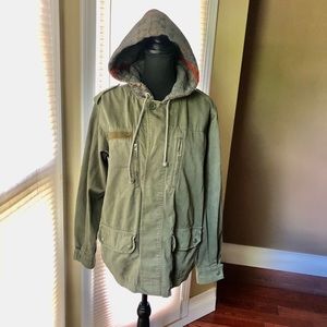 TopShop Green Denim Jacket w/wool hoodie